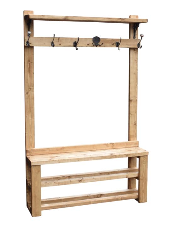 Coat and Shoe Rack With Shelf and 6 Hooks