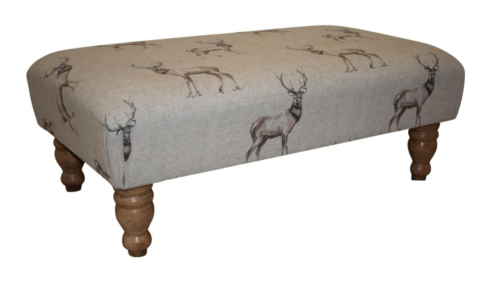 Large Footstool - Customers Own Fabric - Straight or Turned Waxed, Natural or Mahogany Legs