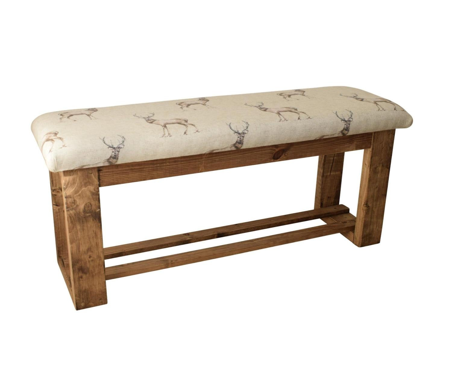 Hallway or Dining Table Bench - Stag Animal Fabric