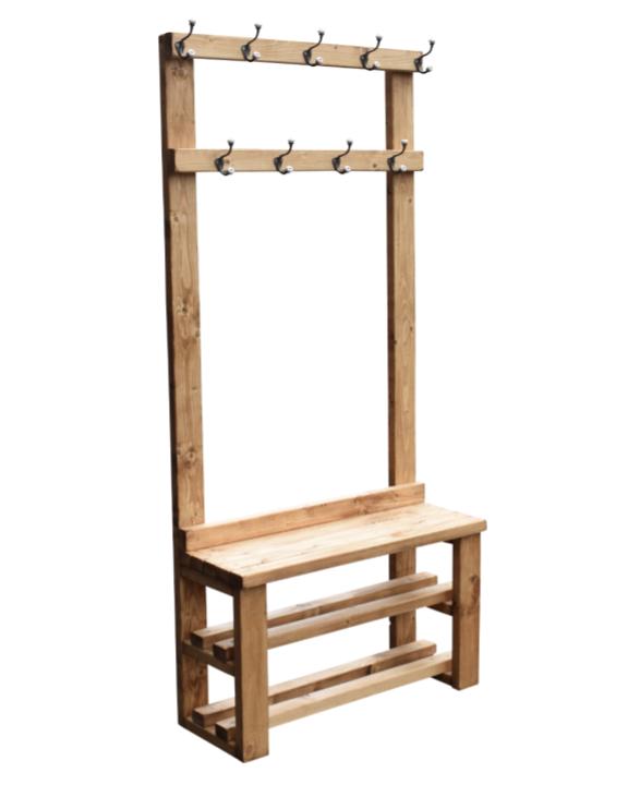 Coat rack with bench