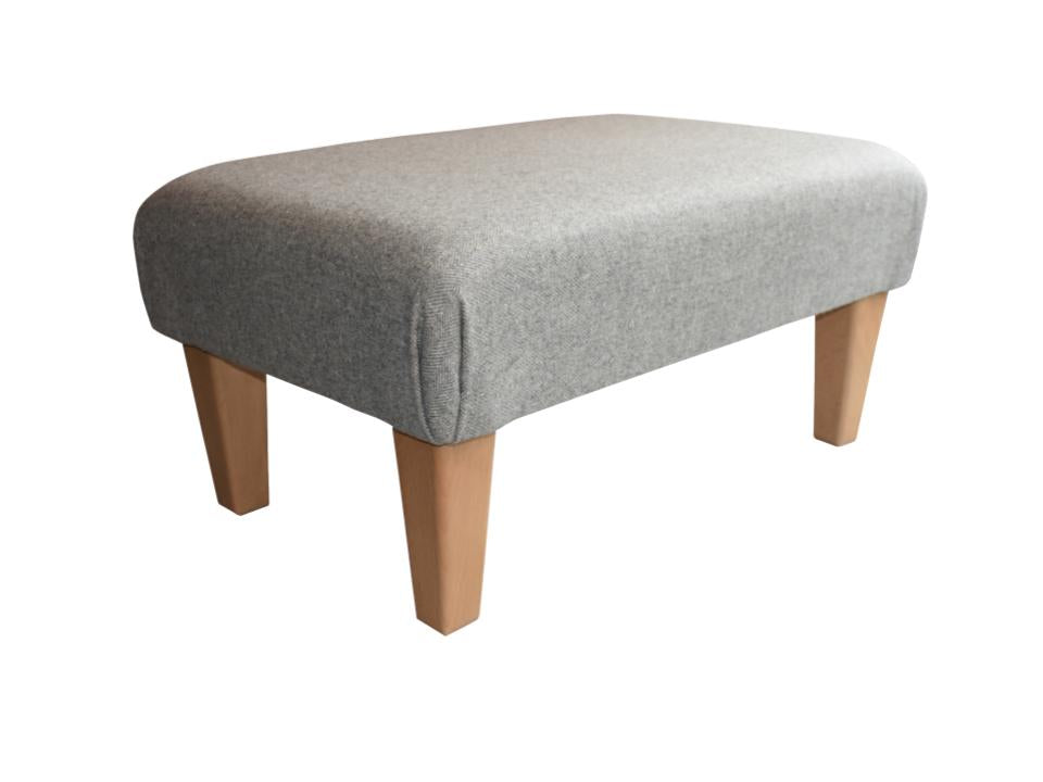 Large Footstool - Grey Abraham Moon Fabric - Straight Waxed or Mahogany Legs