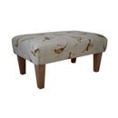 Large Footstool - Pheasant Fabric - Straight or Turned Waxed, Natural or Mahogany Legs
