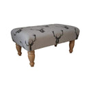 Large Footstool - Stag Head Fabric - Turned or Straight Natural, Waxed or Mahogany Legs