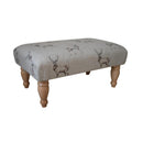 Large Footstool - Stag Print Fabric - Turned or Straight Natural, Waxed or Mahogany Legs