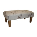 Large Footstool - Stag Print Fabric - Straight or Turned Waxed, Natural or Mahogany Legs
