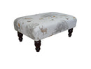 Large Footstool - Tatton Country Fabric - Turned Mahogany or Waxed Legs