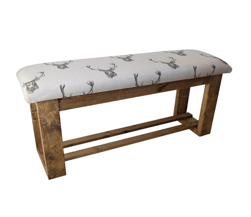 Hallway or Dining Table Bench - Stag Head Fabric