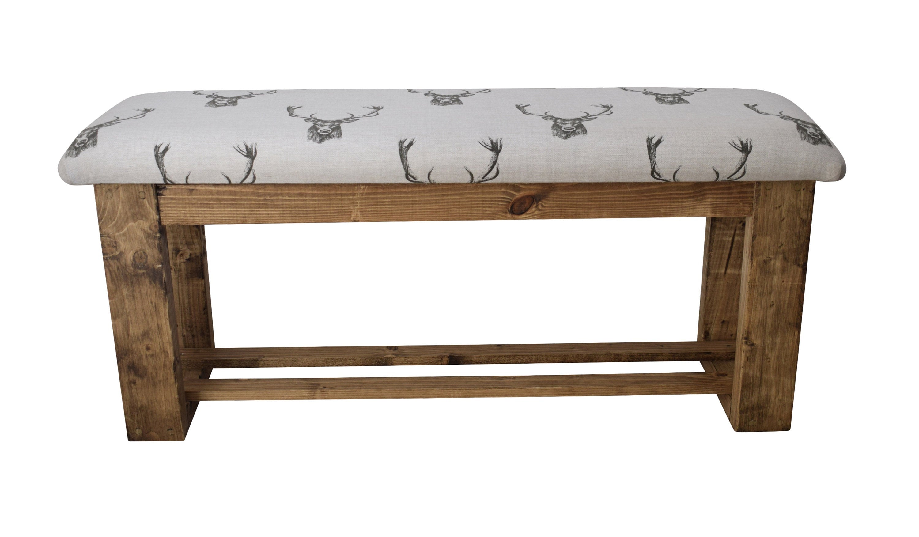 Hallway or Dining Table Bench - Stag Head Fabric