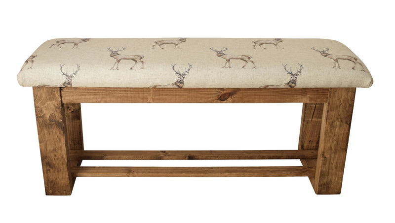 Hallway or Dining Table Bench - Stag Animal Fabric