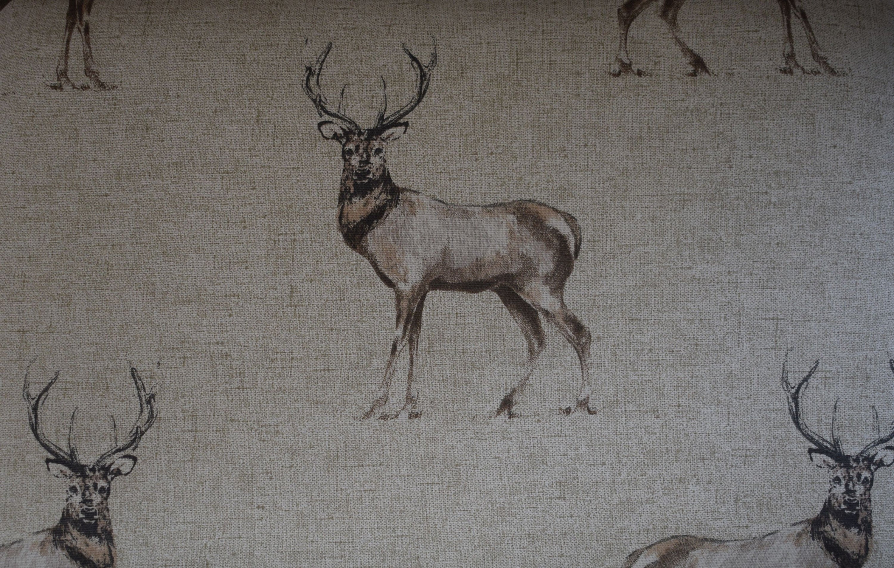 Large Footstool - Stag Print Fabric - Straight or Turned Mahogany, Waxed or Natural Legs