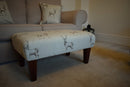Large Footstool - Stag Print Fabric - Straight or Turned Mahogany, Waxed or Natural Legs